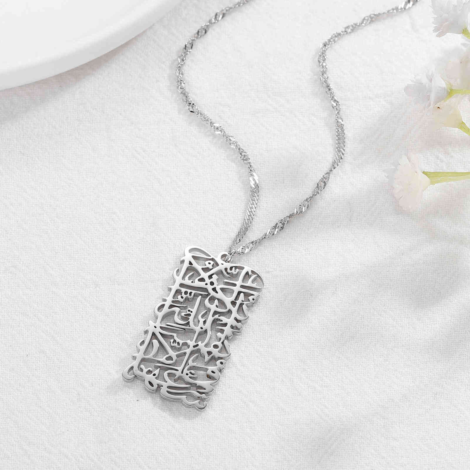 Arabic Calligraphy For Women Jewelry Custom Name Necklaces Stainless Steel Gold Islamic Muslim Pendant Gift 211110