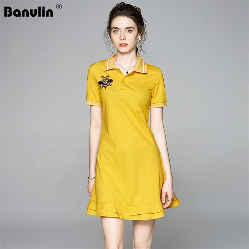 Banulin Runway Summer Sweet Dress Women's Short Sleeve Bee Beading Embroidery Ruffles Tshirt Female Cute Shirt 210603, 6588 yellow
Banulin Runway Summer Sweet Dress Women's Short Sleeve Bee Beading Embroidery Ruffles Tshirt Female Cute Shirt 210603, 6588 yellow