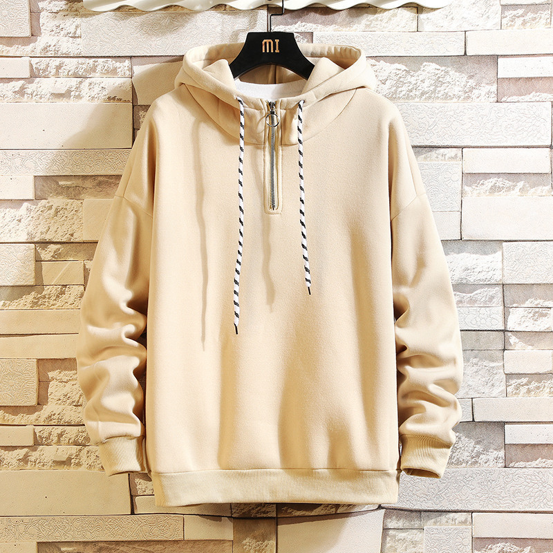 Autumn Winter Thick Men Streetwear Hoodies Sweatshirts Pure Color Hoodies Orange Pullover Warm Fleece Hoodies Men Fashion Tops 201127