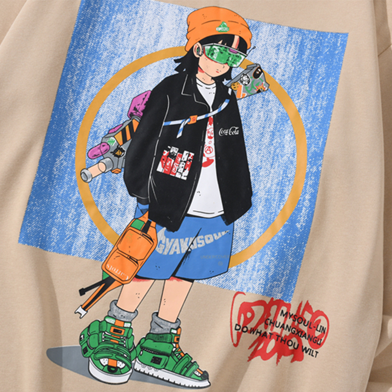 Aolamegs Men Sweatshirt High Street Cool Girl Printed O-Neck Long Sleeve Streetwear Autumn Casual Fashion College Style Pullover 201020