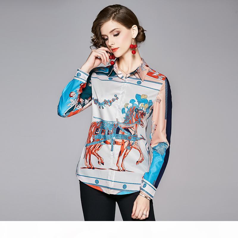 Designer Luxury Fashion Women Tops Blouses Long Sleeve Runway 2019 New Ladies Elegant Print Button Lapel Neck Shirts Casual Office, White 
Designer Luxury Fashion Women Tops Blouses Long Sleeve Runway 2019 New Ladies Elegant Print Button Lapel Neck Shirts Casual Office, White