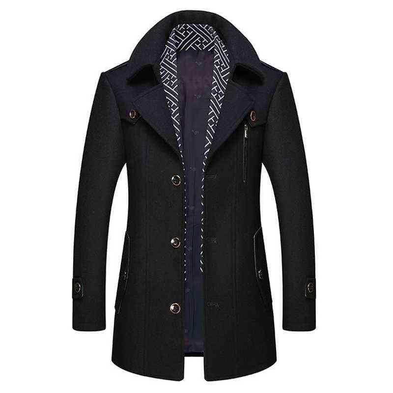Men's Woolen Coat Autumn Winter Wool Blends Men Jacket Coats Windproof Warm Windbreaker Overcoats High Quality Male Tops 211122