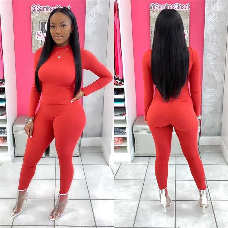 Women's Two Piece Pants Plus size S-3XL fall winter women long sleeve sweatshirt pants knitted two piece set solid color outfits casual black tra