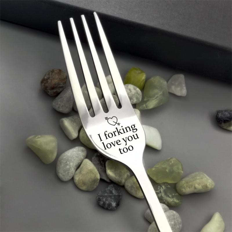 Silver Fork With Sweet Word Family and Friends Tableware Gift Festival Gift Home Kitchen Fork Dinnerware Accessories