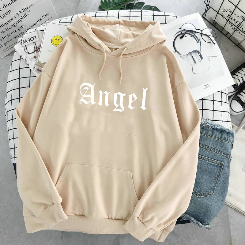 oversize Hoodies Full Sleeve Pullovers Angel streetwear Casual plus size Print Sweatshirt Women tops Kawaii korean style clothes 201216