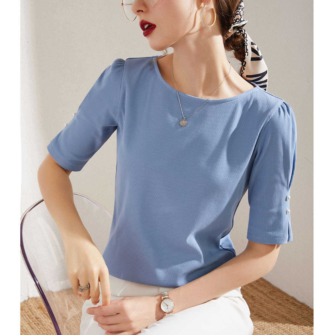 Beading T Shirt Women Puff Sleeve T- Womens Summer Solid Ladies Tops Korean Style Clothes Cotton Tee Femme 210615, Purple
Beading T Shirt Women Puff Sleeve T- Womens Summer Solid Ladies Tops Korean Style Clothes Cotton Tee Femme 210615, Purple