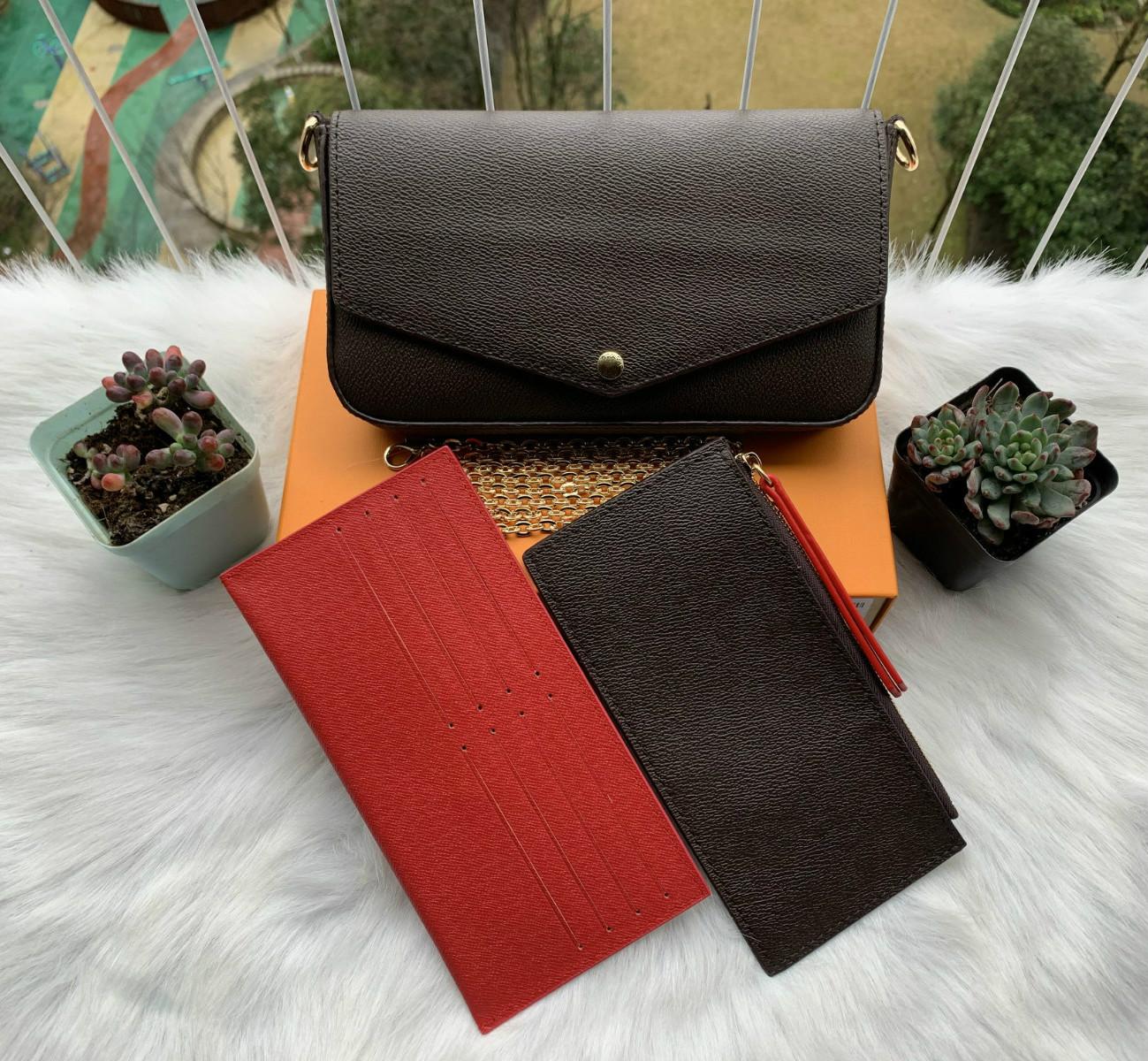 Hot M61276 POCHETTE FELICIE Fashion Chain Shoulder Bags Women Handbag Mini Clutch Wallets Card Holder Purse 3pcs Leather Cross Body Bag, Brown flower rose
Hot M61276 POCHETTE FELICIE Fashion Chain Shoulder Bags Women Handbag Mini Clutch Wallets Card Holder Purse 3pcs Leather Cross Body Bag, Brown flower rose