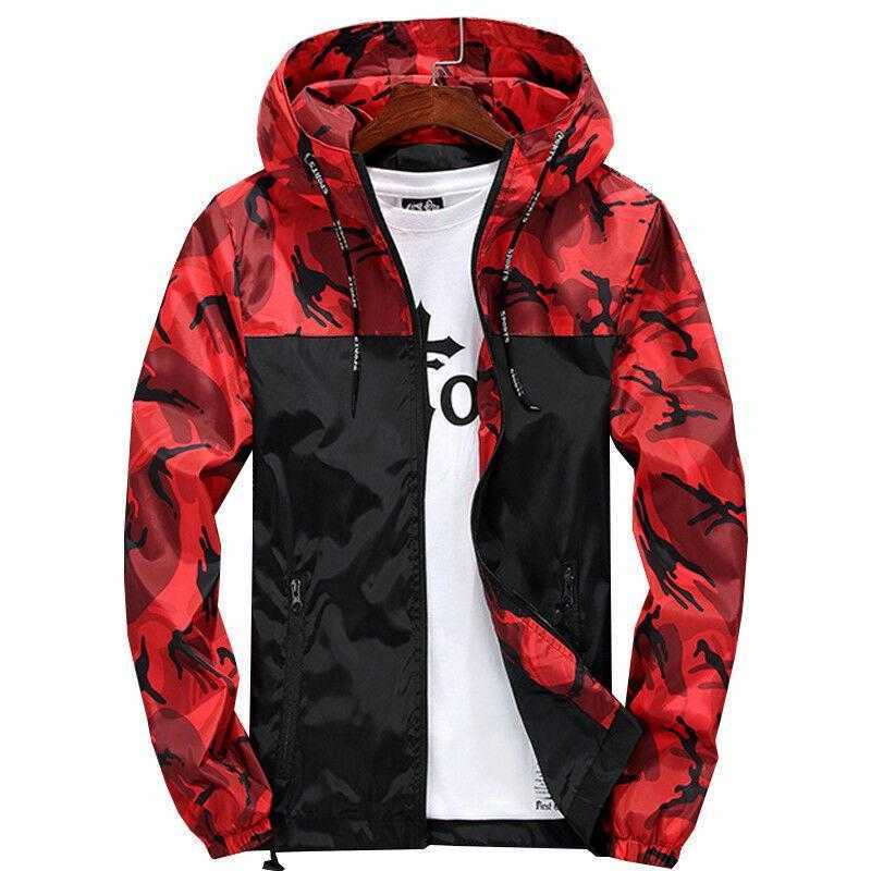 Mens Outdoor Waterproof Jacket Coat Sports Casual Hoodie Tops Light Rain 211110
