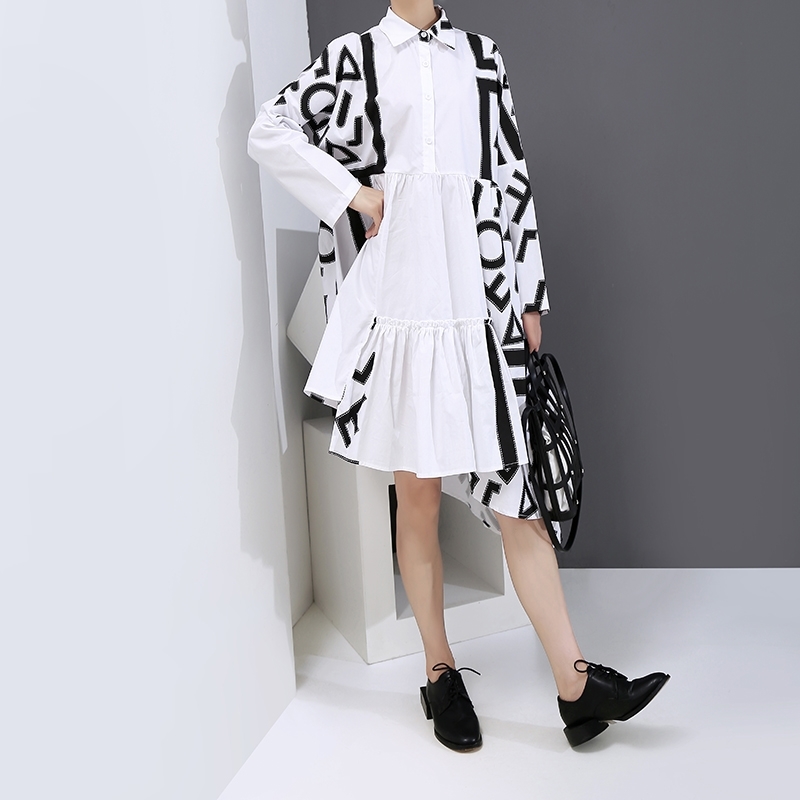 VANOVICH Spring and Autumn Dress Women's Irregular Cotton Ladies Fashion Casual Long-sleeved Women Clothing 210615, White 
VANOVICH Spring and Autumn Dress Women's Irregular Cotton Ladies Fashion Casual Long-sleeved Women Clothing 210615, White