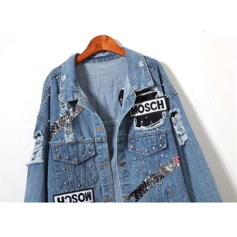 Women's Ladies Bear Patch Denim Jacket With Sequins Pins Women Punk Beadings Long Sleeve Loose Street Wear Jeans Jackets CoatX1016, Blue
Women's Ladies Bear Patch Denim Jacket With Sequins Pins Women Punk Beadings Long Sleeve Loose Street Wear Jeans Jackets CoatX1016, Blue