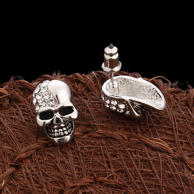 Celtic Skull Earrings Stud Men Women Vintage Punk Zircon Diamond Studs Ear rings Fashion piercing jewelry will and sandy
