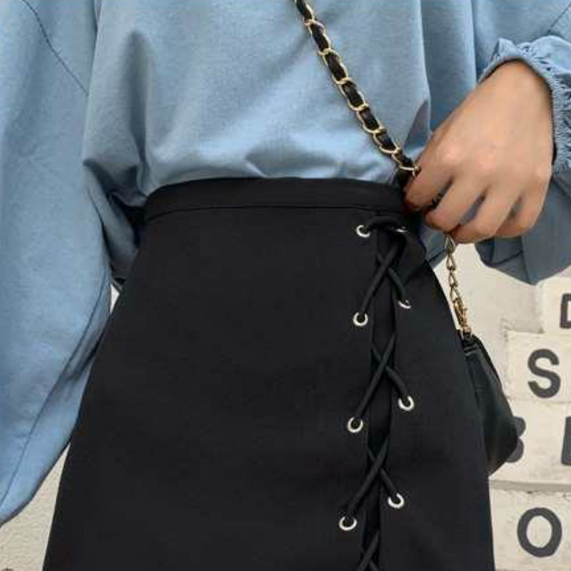 Skirts Women Mini Empire Solid Sexy Female Fashion Summer Leisure Korean Style Lace-up Simple Solid A-line Elegant Streetwear 210309