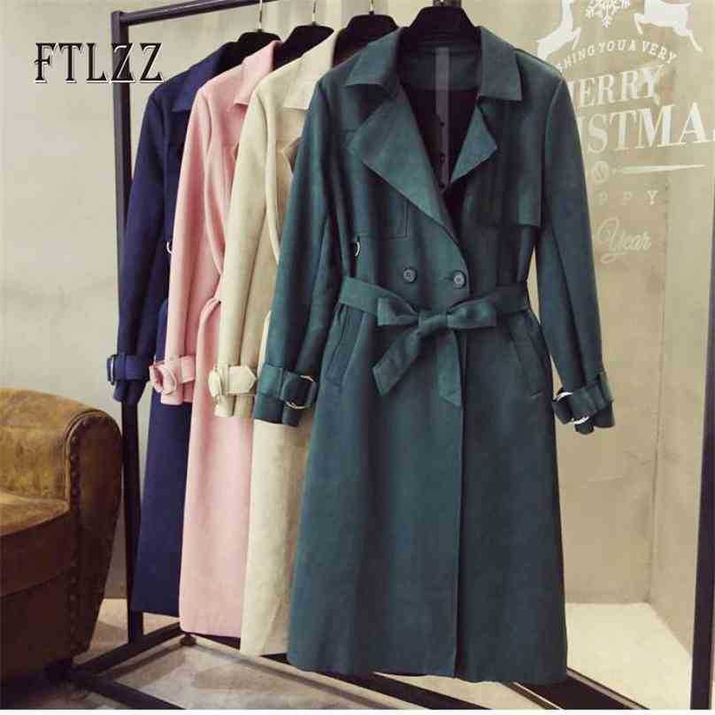 Fashion Women Suede Trench Coat Spring Autumn Slim With Belt Meidum Long Windbreaker Ladies Overcoat Korean Clothing 210525
Fashion Women Suede Trench Coat Spring Autumn Slim With Belt Meidum Long Windbreaker Ladies Overcoat Korean Clothing 210525