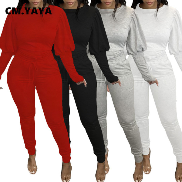 CM.YAYA Sport Sweatsuit Women's Set Lantern Long Sleeve Sweatshirt Jogger Pant Set Active Tracksuit Two Piece Fitness Outfit Y0625, Black
CM.YAYA Sport Sweatsuit Women's Set Lantern Long Sleeve Sweatshirt Jogger Pant Set Active Tracksuit Two Piece Fitness Outfit Y0625, Black