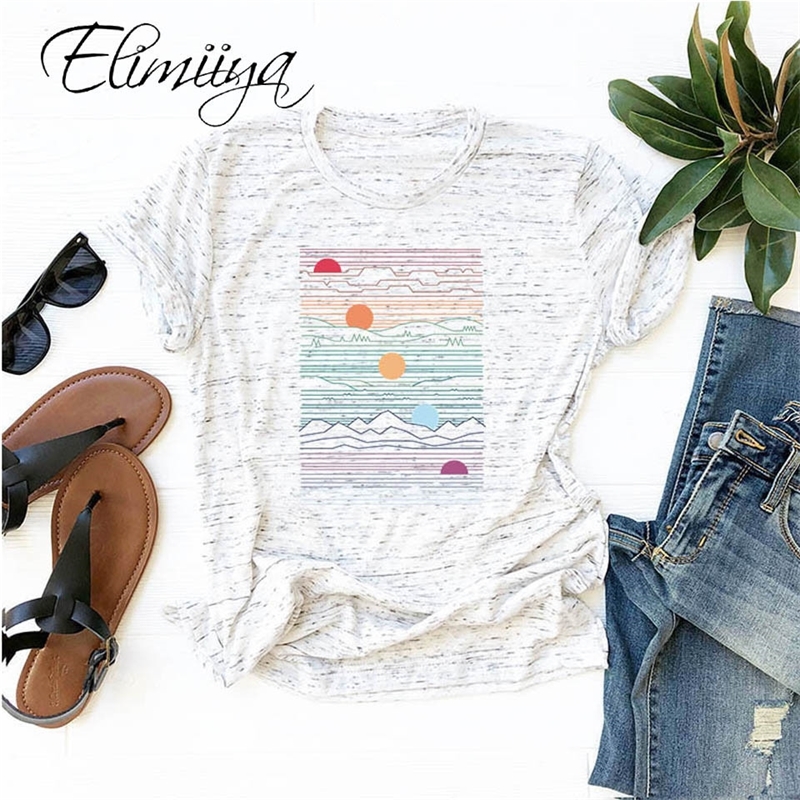 Elimiiya Abstract T shirt Women Oversized Print T-shirt Short Sleeve O-Neck Womens clothing Ladies Tops Tees 2021 Summer Top 210302