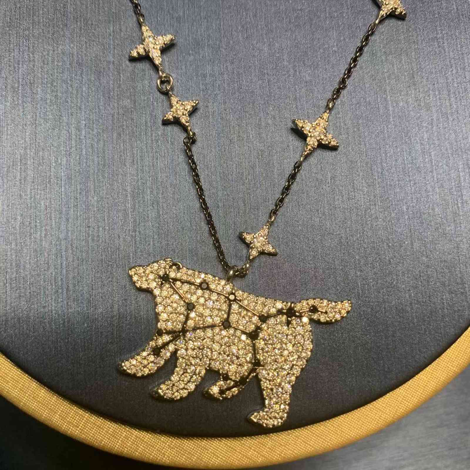 Family A's November Dark Gray Big Bear Ring Black Constellation Necklace Clavicle Chain Personality Batch