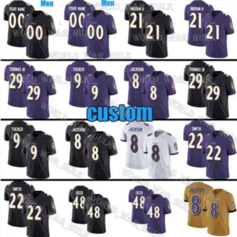 

Lamar Jackson Custom Mens Women Kids Baltimore Ravens Football Jersey Mark Andrews Trace McSorley Mark Ingram II Ray Lewis Marquise, Custom men (wuya)