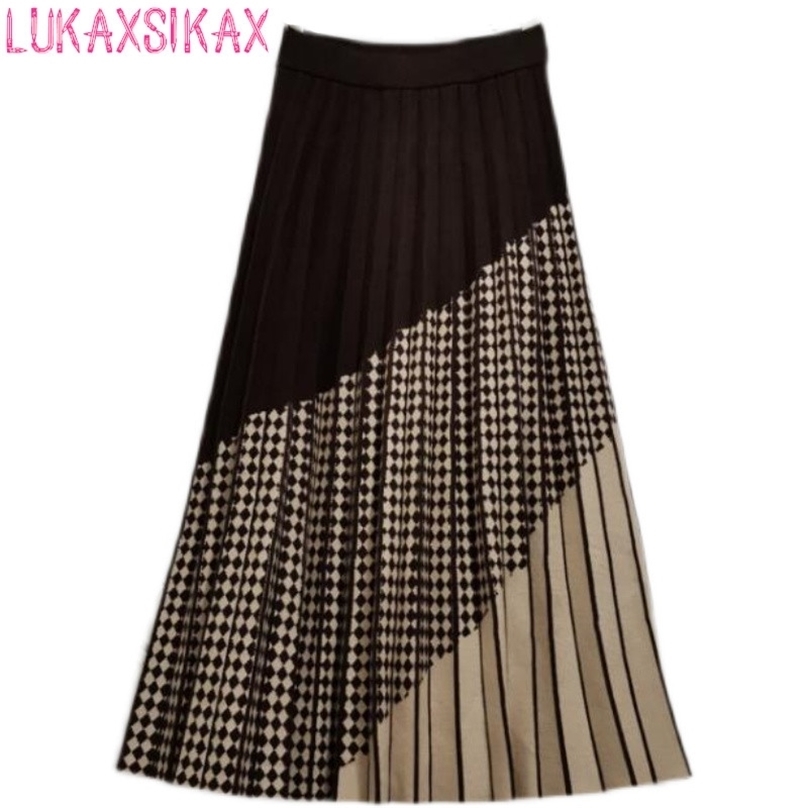 Autumn Winter Women High Waist Slim Long Skirt Quality Fashion Contrast Color Vintage Plaids Patchwork Knitted 211109, Black
Autumn Winter Women High Waist Slim Long Skirt Quality Fashion Contrast Color Vintage Plaids Patchwork Knitted 211109, Black