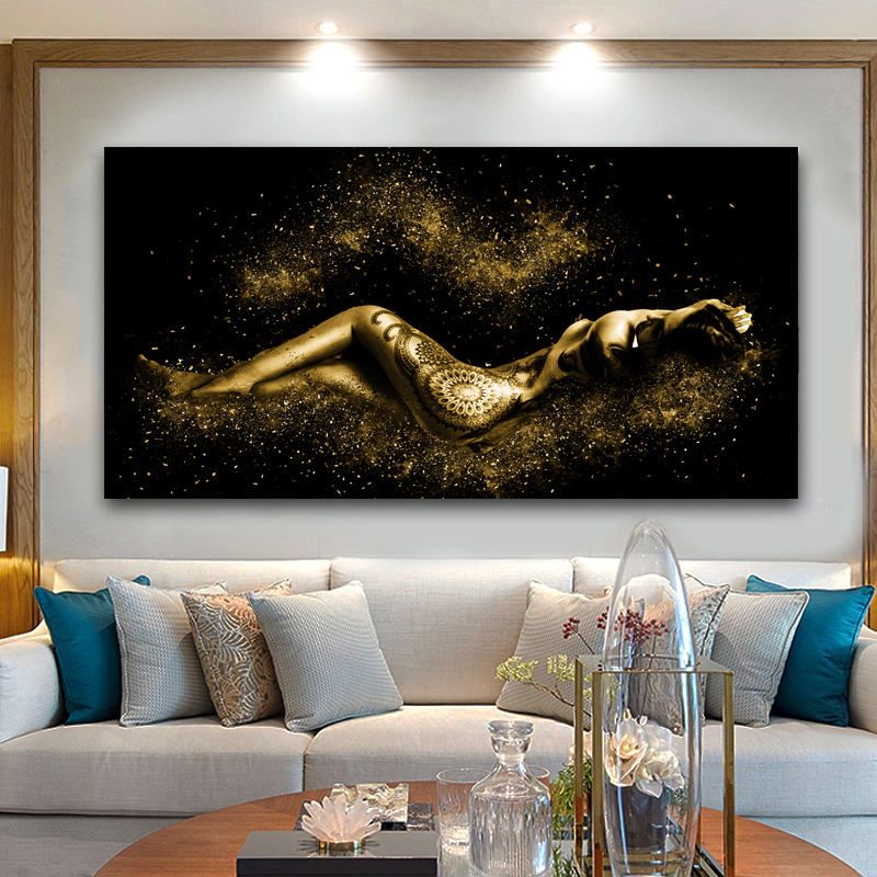 Abstract Sexy Gold Woman Body Pictures Canvas Painting Wall Art For Living Room Home Decoration Posters And Prints