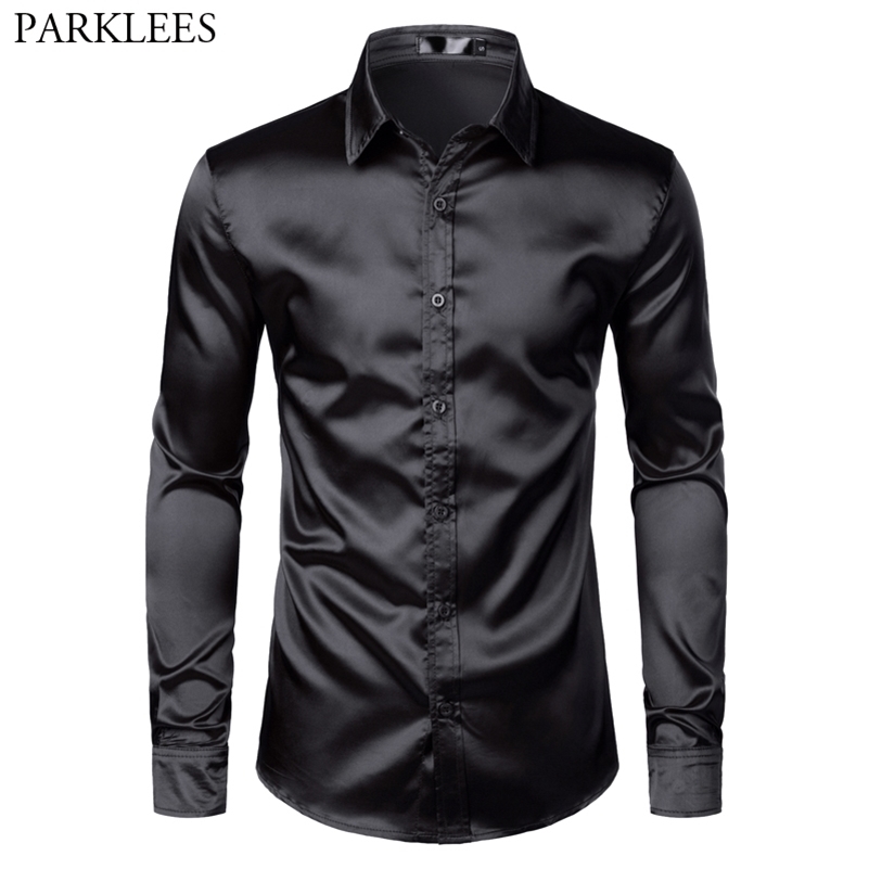 Men's Black Satin Luxury Dress Shirts Silk Smooth Men Tuxedo Shirt Slim Fit Wedding Party Prom Casual Shirt Chemise Homme 210628, Sliver
Men's Black Satin Luxury Dress Shirts Silk Smooth Men Tuxedo Shirt Slim Fit Wedding Party Prom Casual Shirt Chemise Homme 210628, Sliver