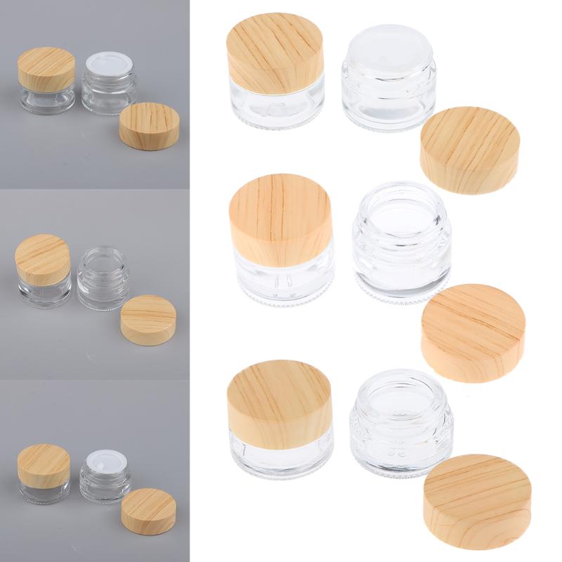 6pcs Glass Bottle Cosmetic Makeup Jar Cream Lip Containers 5g/10g/15g