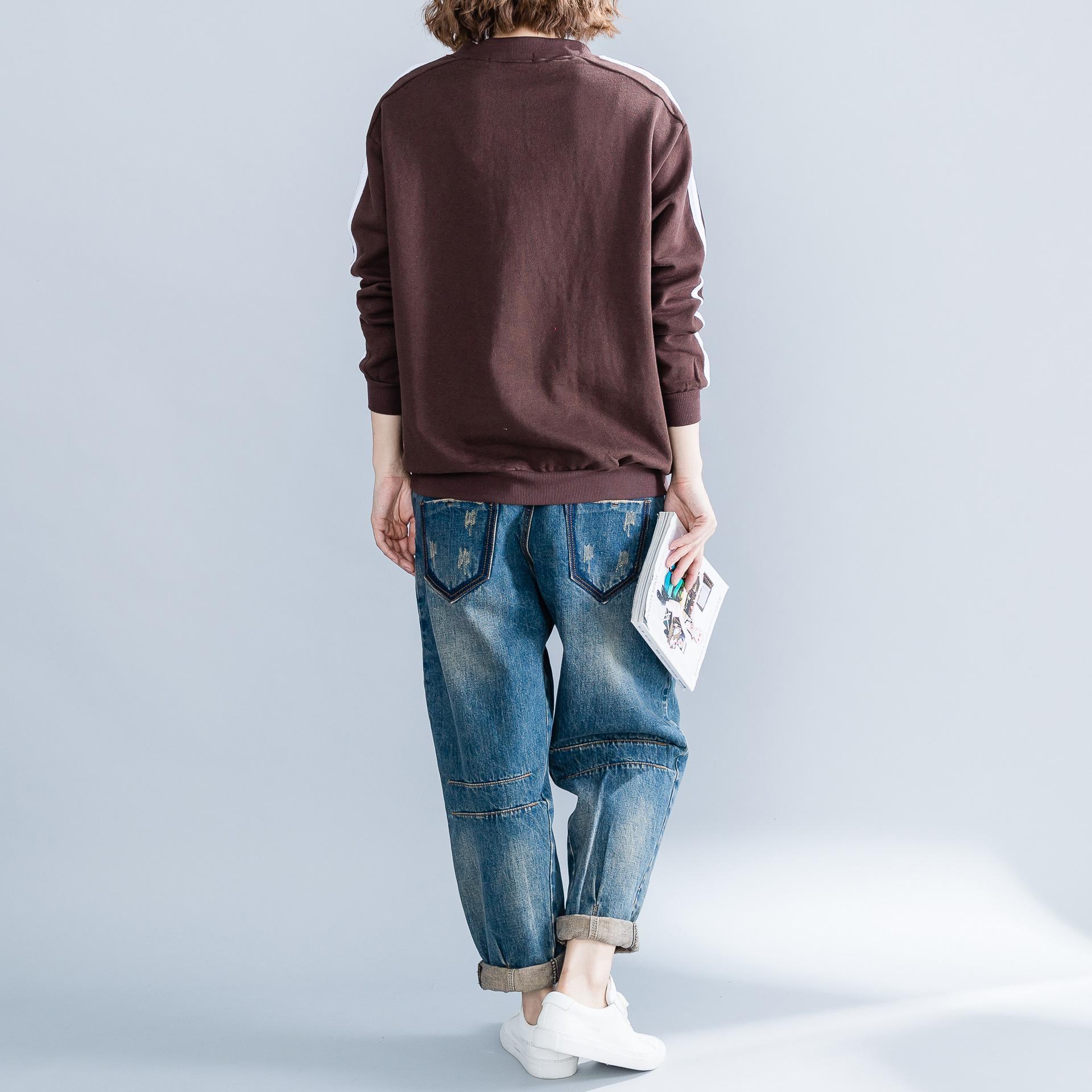 Plus Size Striped Sweatshirt Hoodies Women Casual Irregular Cotton Pullovers Sweatshirts Woman Kpop Clothes Autumn Moletom 201102