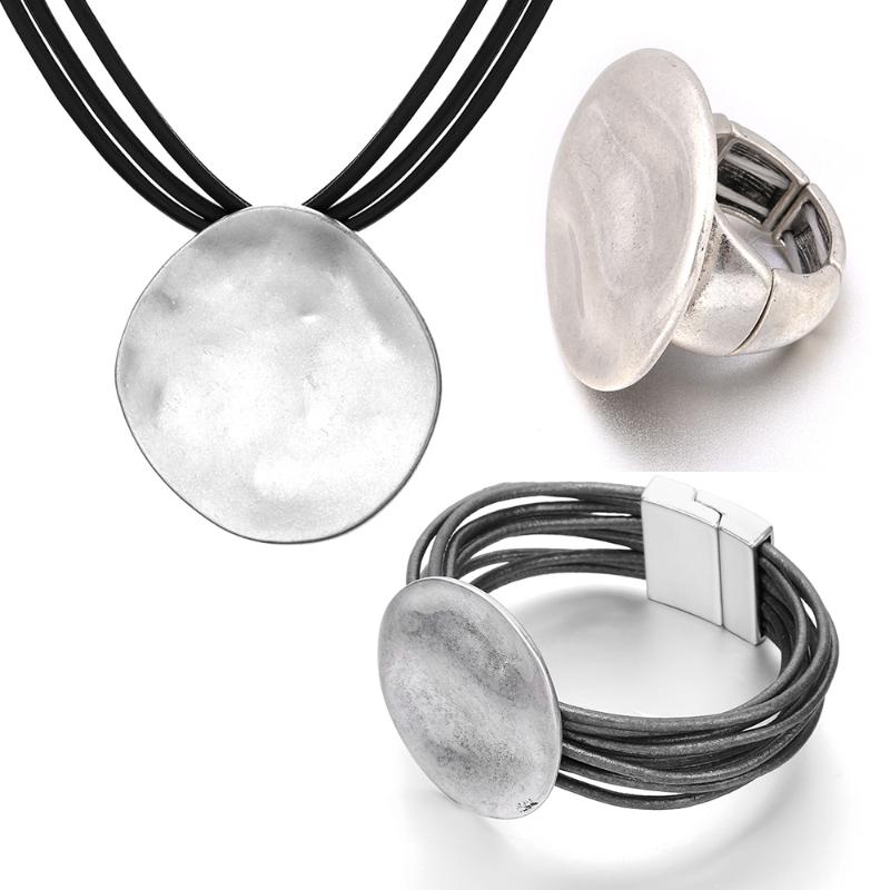 Earrings & Necklace Vintage Pendant Jewelry Sets For Women Multi-layer Leather Bracelet Elastic Rngs Fashion Christmas Gifts 2021, As pic 
Earrings & Necklace Vintage Pendant Jewelry Sets For Women Multi-layer Leather Bracelet Elastic Rngs Fashion Christmas Gifts 2021, As pic