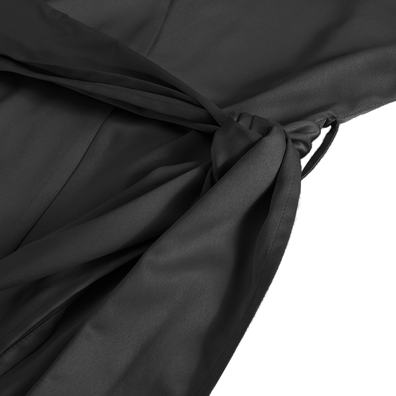 Elegant satin women blouse sexy V-neck long sleeve spring autumn office lady shirt with belt plus size M30586 210225