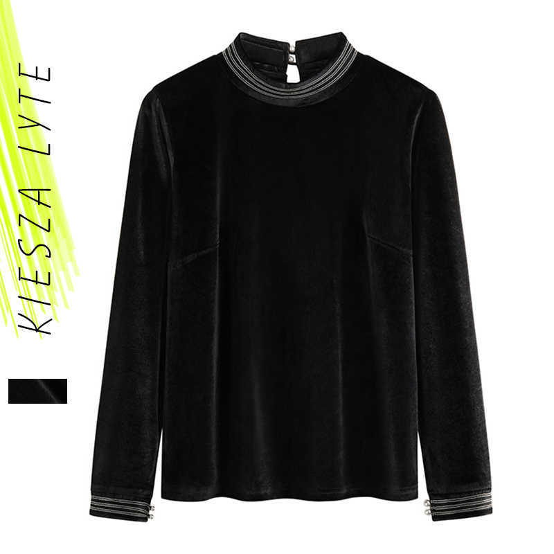 Vintage Velvet Tops for Women Office Wear Beaded Collar Long Sleeve Black Slim T-Shirt Elegant pullover blouses 210608
Vintage Velvet Tops for Women Office Wear Beaded Collar Long Sleeve Black Slim T-Shirt Elegant pullover blouses 210608