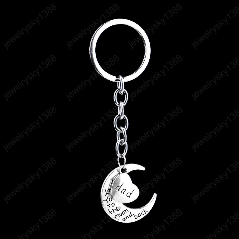 Fashion The Family Member Moon Letters Keychains Dad Mom Sister Brother Keychain Key Ring For Gift Ornaments