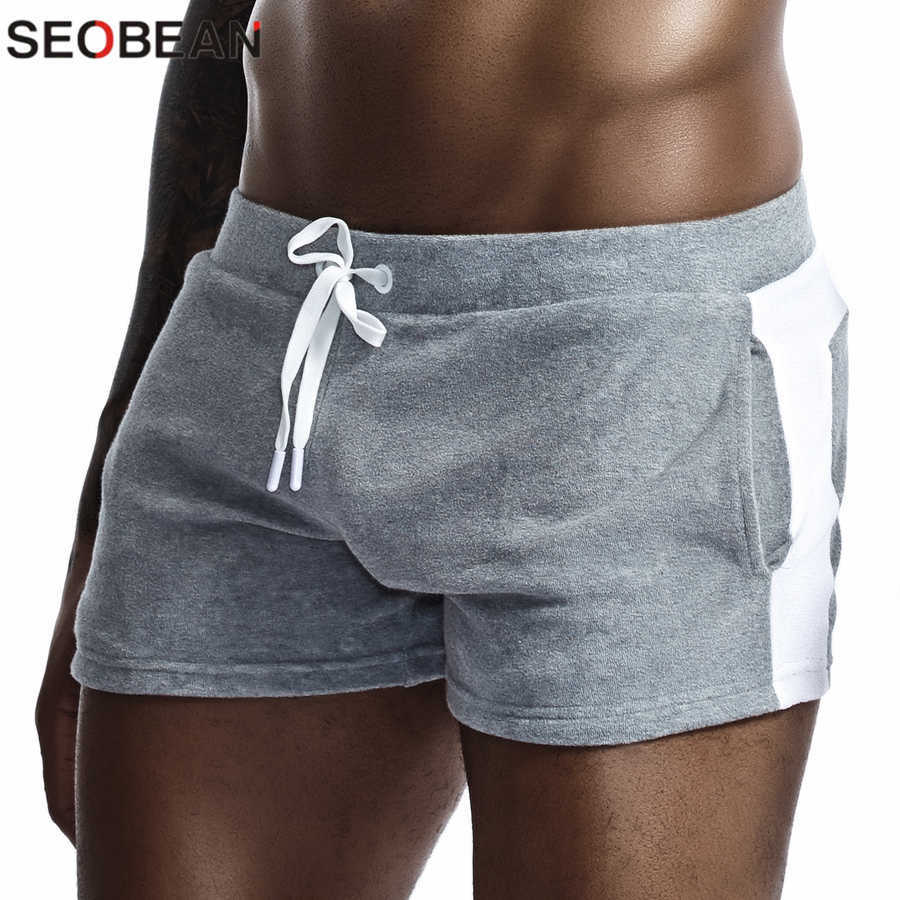 SEOBEAN Men Homewear Shorts Sexy Low Waist Cotton Super Soft Comfortable Home Male Panties Boxer Casual Short Pants 210629