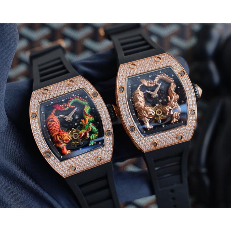 Wristwatches High-end Tiger Dragon-Michelle Yeoh Automatic Mechanical Men's Watch Iced Diamonds Rose Gold Black Blue Rubber Sapphire Glass
Wristwatches High-end Tiger Dragon-Michelle Yeoh Automatic Mechanical Men's Watch Iced Diamonds Rose Gold Black Blue Rubber Sapphire Glass