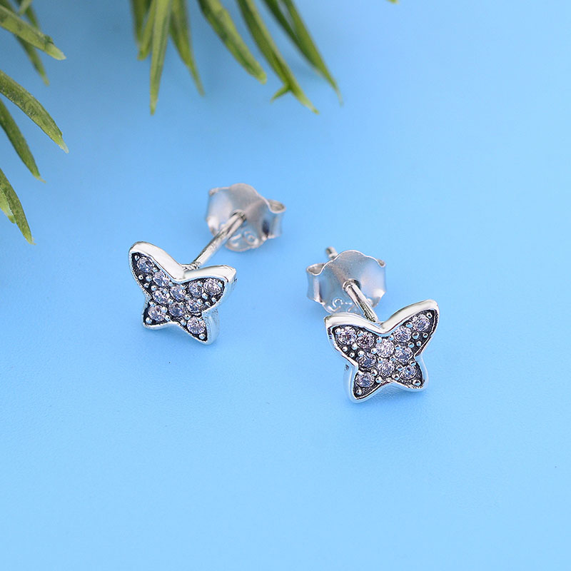 Fashion 925 Sterling Silver Butterfly Stud Earrings for Women Girls Beautiful Animal Earrings Moda Bijoux Jewelry gift