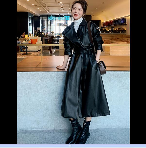 Spring Black Oversized Long Waterproof chic Leather Trench Coat for Women Sleeve Loose Korean Fashion Clothing
Spring Black Oversized Long Waterproof chic Leather Trench Coat for Women Sleeve Loose Korean Fashion Clothing