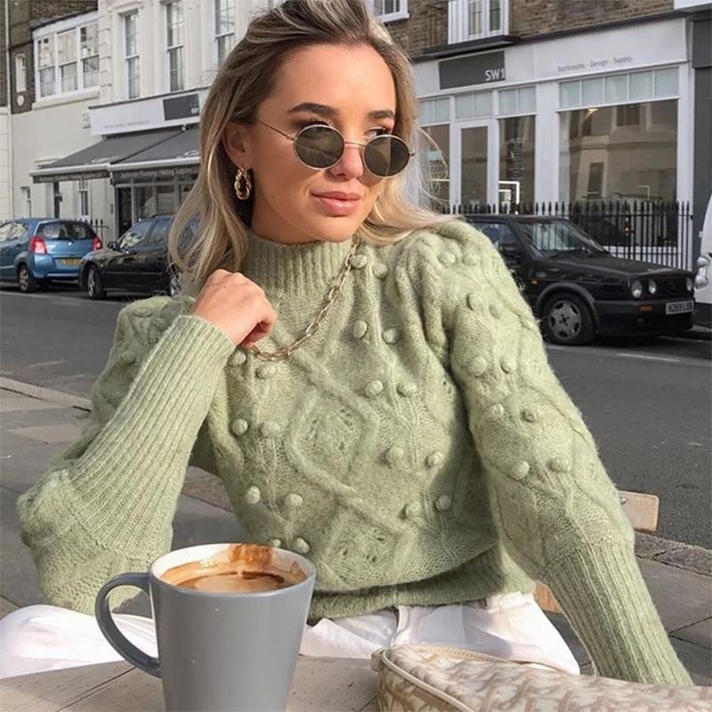 Women' Sweaters Women Three-dimensional Ball Mohair Ladies Knitted Short Pullover Lantern Sleeve Rhombus Half Turtleneck Sweater Casual 202, Green
Women' Sweaters Women Three-dimensional Ball Mohair Ladies Knitted Short Pullover Lantern Sleeve Rhombus Half Turtleneck Sweater Casual 202, Green