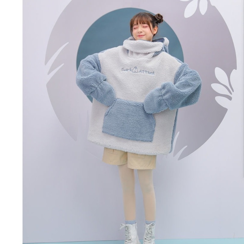 Deeptown Kawaii Hoodie Women Fashion Winter Warm Sweatshirt Long Sleeve Cute Tops Loose Oversize Casual Pullover Women 201217