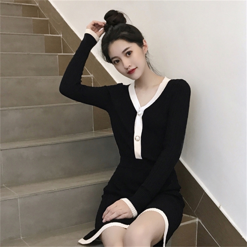Autumn High quality Women Knit V-neck Long sleeve Cardigan Sweaters+Skirts Sets Solid Plaid Woman Casual OL Skirt Suits T200325