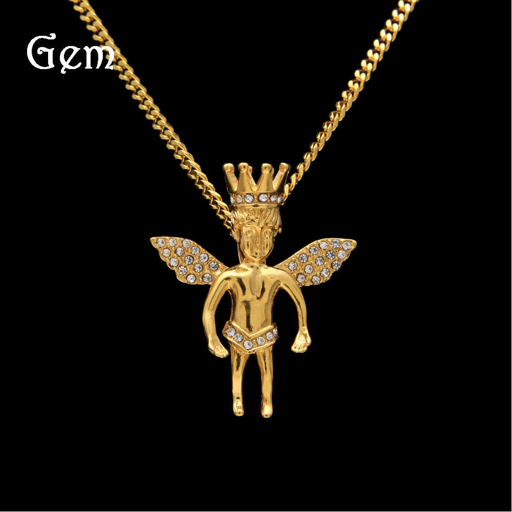 Color preserved electroplated hip hop stainless steel 4cm stereo crown Angel Necklace small hip hop Angel Pendant
Color preserved electroplated hip hop stainless steel 4cm stereo crown Angel Necklace small hip hop Angel Pendant