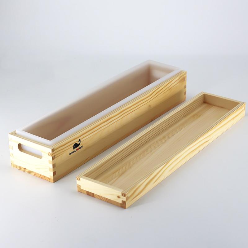 Craft Tools 22L Loaf Soap Mold With Wood Box Cover 66mm Silicone Material Liner Large Rectangle For Handmade Cold Making Supplie
