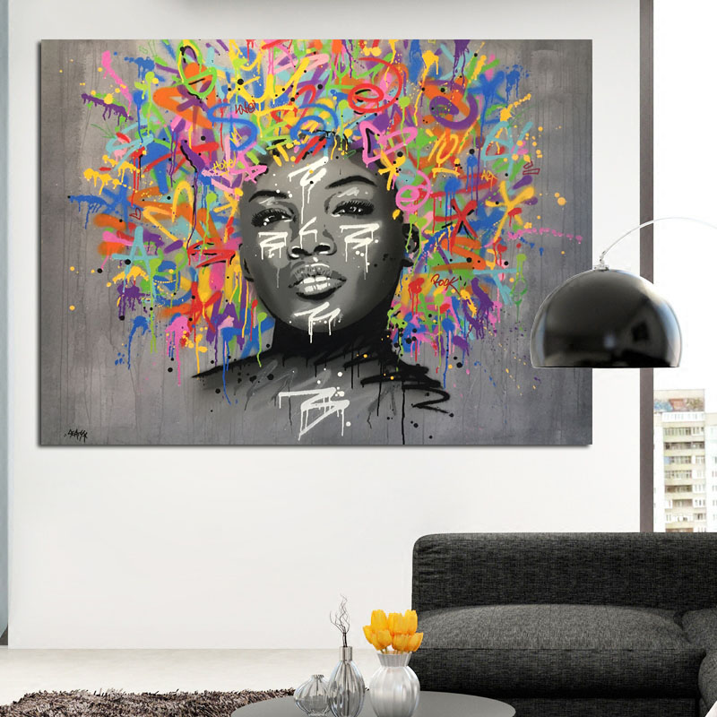 Graffiti Art Poster Print Canvas Painting For Living Room Wall Art Beautiful Girl Decoration Paintings No Frame