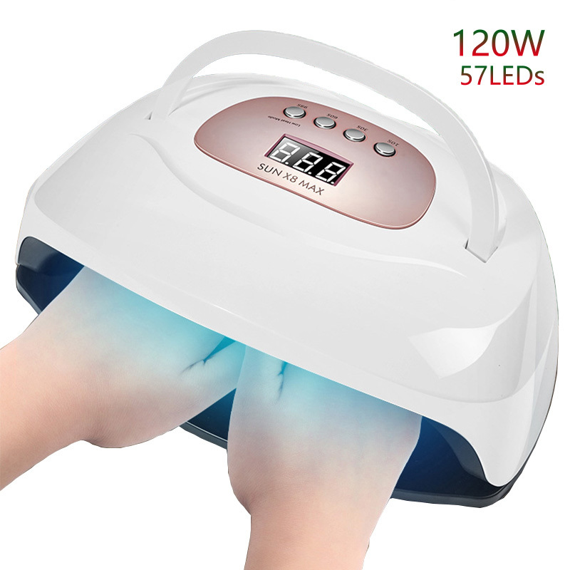 120W SUN X8 Max UV LED Salon 57 LEDs Fast Cure All Gel Polish 10S 30S 60S 99S Powerful Nail Lamp Dryer 210305