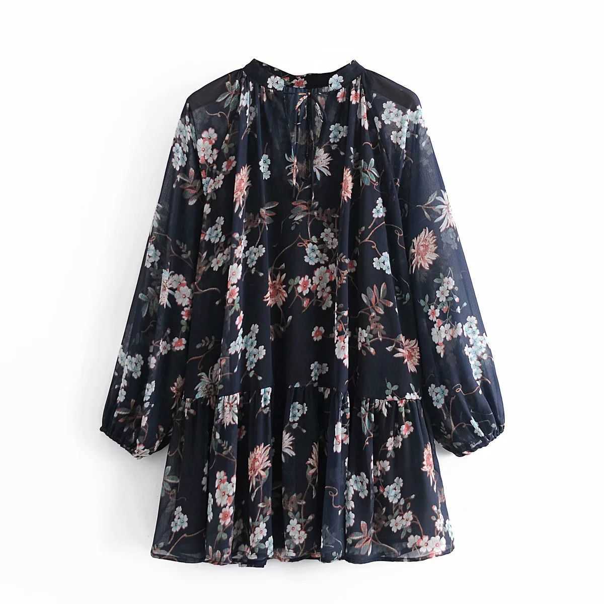 Women Floral Printed Chiffon Dress V-neck Long Puff Sleeves Short Dress Vintage Elegant Lady Chic Woman Dresses 210709, As picture
Women Floral Printed Chiffon Dress V-neck Long Puff Sleeves Short Dress Vintage Elegant Lady Chic Woman Dresses 210709, As picture