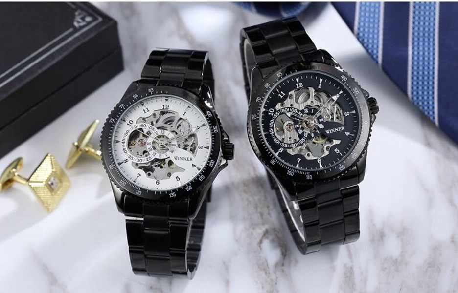 Top sell WINNER fashion Man watches Mens Automatic Watch Mechanical watch for man Metal band WN55-3