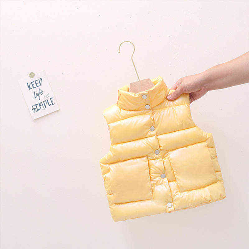 Autumn Winter Solid Color Vest For Girls and Boys Children Collar Clothing Baby Thickening Plus Velvet Sleeveless Coat Waistcoat 211203