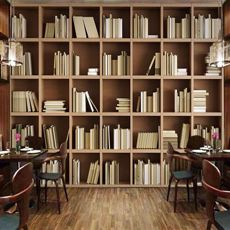 Custom Wallpaper 3D Stereo Bookshelf Background Mural Modern Simple Library Living Room Bedroom Decor Waterproof
