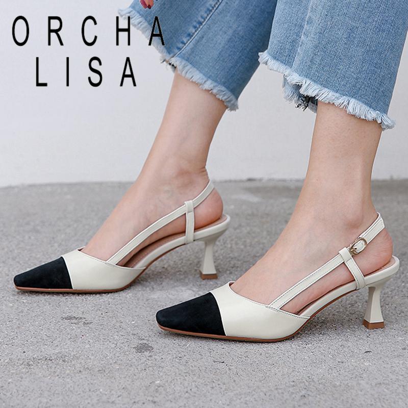 ORCHALISA Women Sandals Pointed Toe 6cm High Heels Genuine Leather Slingbacks Cutout Classic Beige Large Size 43 Casual B2398, Black
ORCHALISA Women Sandals Pointed Toe 6cm High Heels Genuine Leather Slingbacks Cutout Classic Beige Large Size 43 Casual B2398, Black