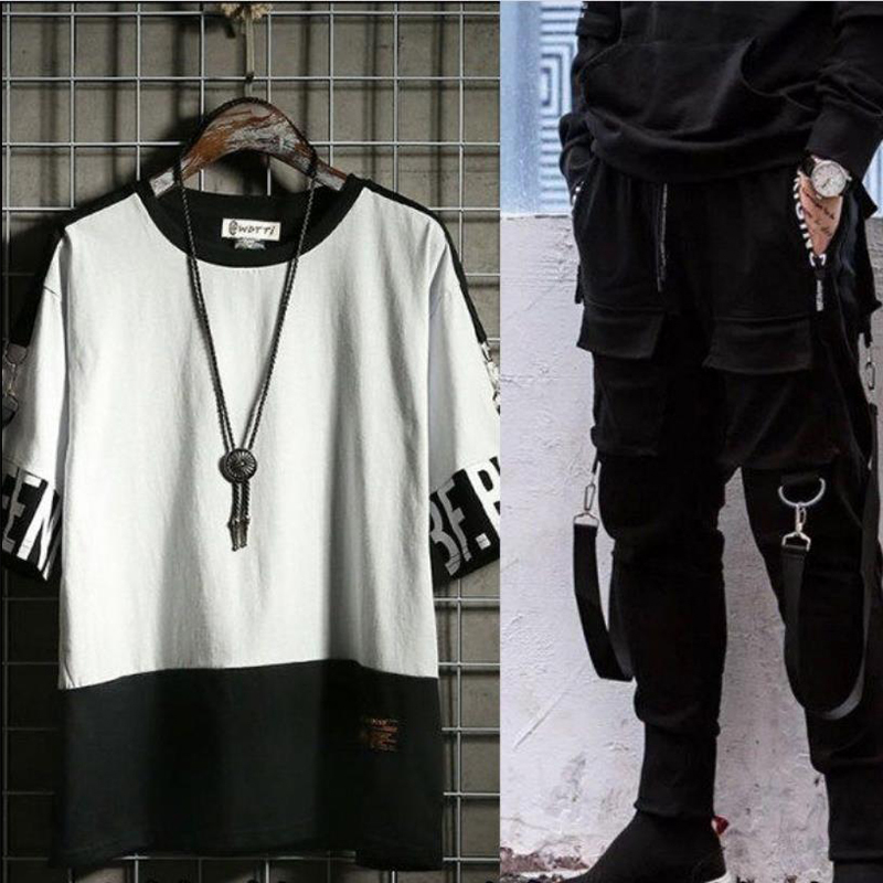 Two-piece suit long sleeve sweatshirt overalls men hip-hop loose jacket Tops clothes Tops and pants Sweatpants Set for Boys 201210