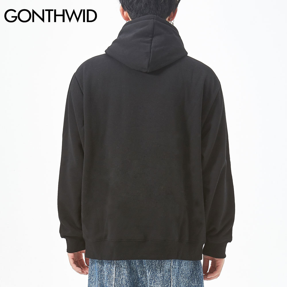 GONTHWID Toy Bear Print Fleece Hoodies Sweatshirts Harajuku Streetwear Hip Hop Casual Pullover Hooded Tops Men Fashion Tops 201020