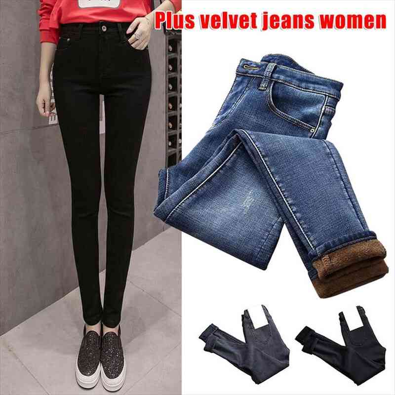 2022 fashion high waist thermal women jeans fleece lined denim pants stretchy trousers skinny, Blue
2022 fashion high waist thermal women jeans fleece lined denim pants stretchy trousers skinny, Blue