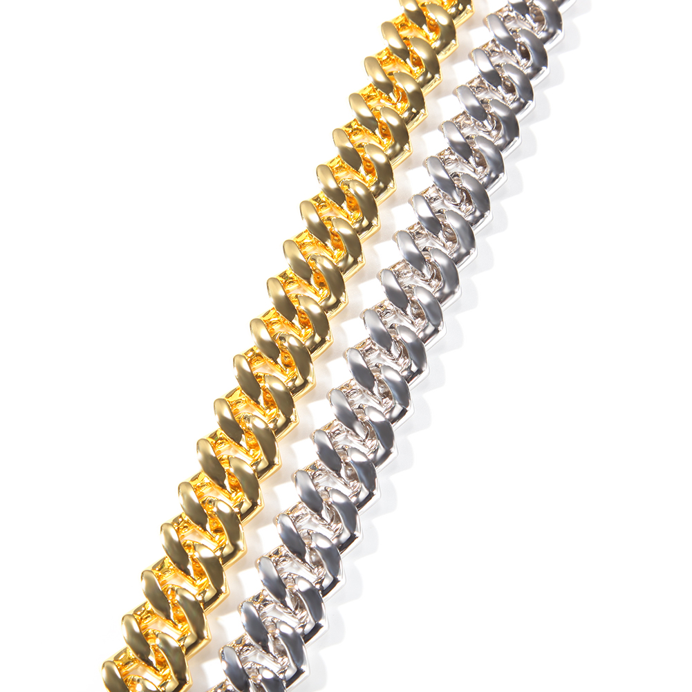 New Fashion 20MM Baguette Prong Cuban Link Necklace CZ Iced Out Chain Hip Hop Jewelry Luxury Bling White Gold Chain for Gift wholesale